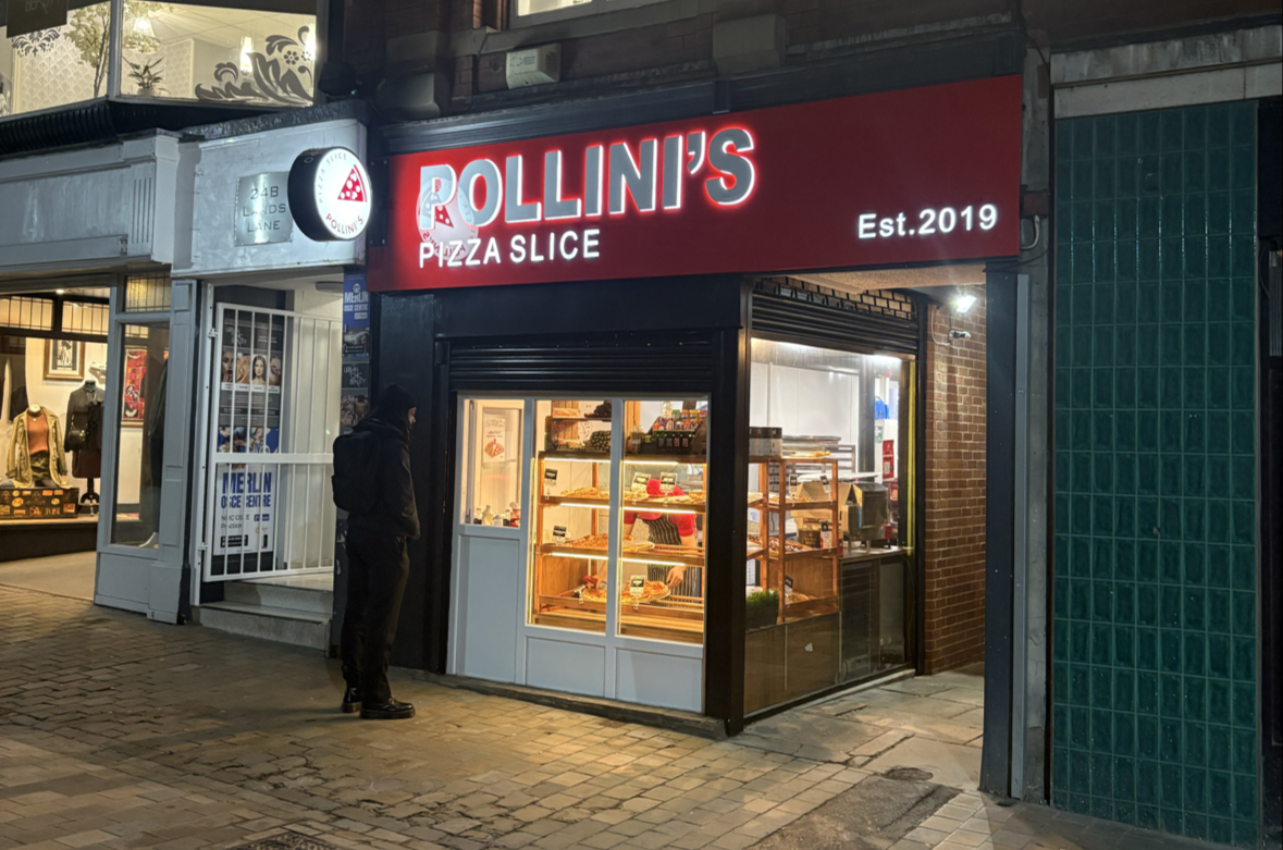 Pollini’s Pizza Slice - Lands lane logo